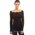 Ladies White See Through Off Shoulder Lace Tops Dernier design